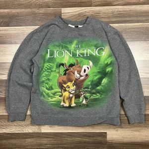 Disney The Lion King Womens Sweatshirt Gray Simba Pumbaa Long Sleeve Sz Small
